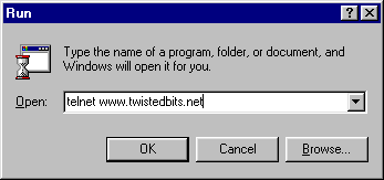 Click here to telnet to www.tiwstedbits.net